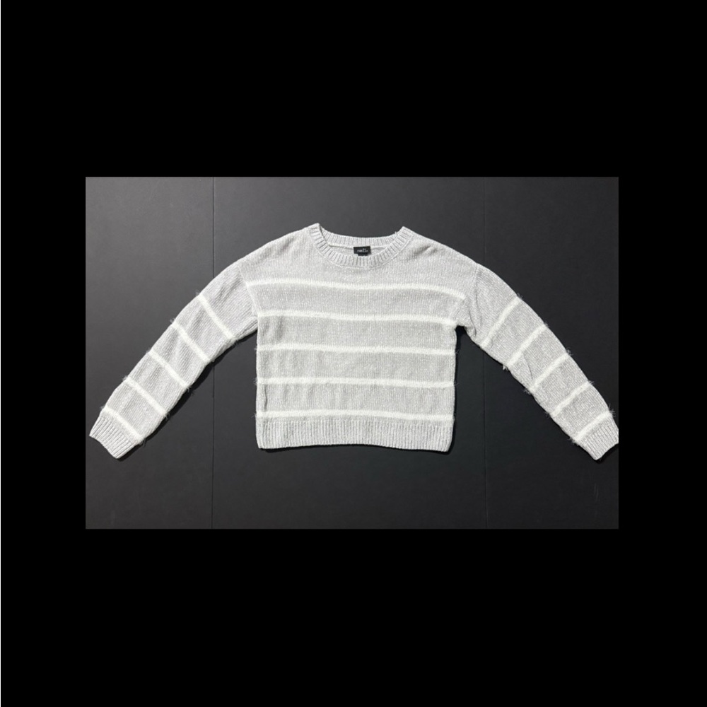 Gray and White Striped Sweater